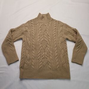 E1 Vince Women’s Brown Cable Knit Turtleneck Merino Wool Blend Size M